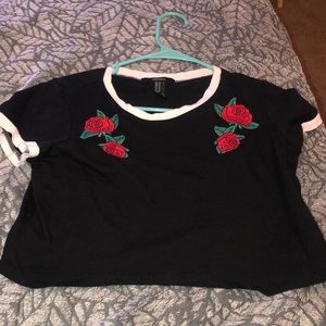 Black shirt with roses